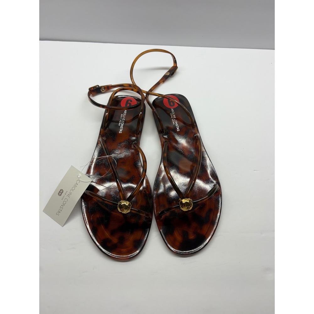 NWT Caroline Constas Vita Jelly Sandals 6M Tortoise Gold Resort Y2K